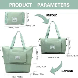 enlarger 100 L Gym Duffel Bag - Folding Travel Bag Waterproof Large Capacity Foldable Storage Bag Handbag - Green image 5