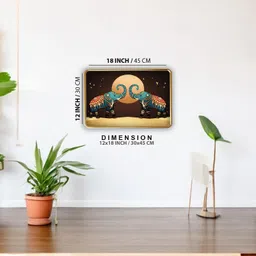 dharvika innovations Elephant Golden Slim Photo Frame with Sparkle Coated Lamination Digital Reprint 18 inch x 12 inch Painting image 2