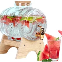 red-rubby Drink Dispenser, Glass Pitcher with Tap, And Cork Led Glass Pitcher Water Detox Whisky, Wine, Vodka, Liquer, Scotch Decanter image 1