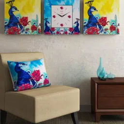 sej by nisha gupta Yellow Mdf Framed Analog Wall Clock With 2 Wooden Panel-picture-40