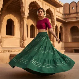 payal creation Women Solid Flared Green Skirt image 3