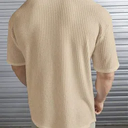 tazo Men Solid Round Neck Cotton Blend Beige T-Shirt image 2