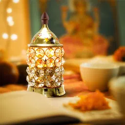 shubhkart Crystal Deep Medium Brass Table Diya-picture-26