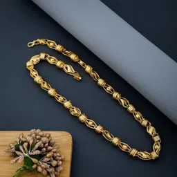 gafut 1 gram High Quality Indian Polished “20” Inches GoldChain for Men and boy Gold-plated Plated Copper Chain image 5