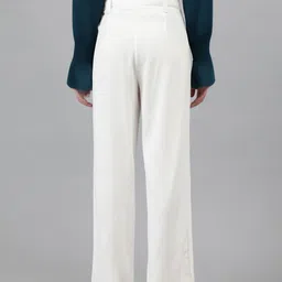 kotty Women Regular Fit White Viscose Rayon Trousers image 3