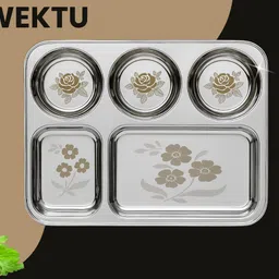 wektu Premium Stainless Steel Compartment Plates/Food Grade/5 in 1/Laser Print/1PC/31 Sectioned Plate-picture-16