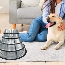olp Om Leather Product Combo of Anti-Skid Dog Bowls Stainless Steel Pet Bowl image 3