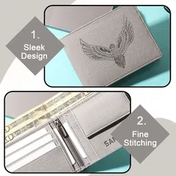 metronaut Men Casual, Formal Grey Artificial Leather Wallet image 3