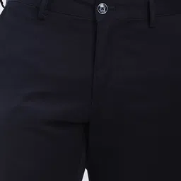 indian terrain Men Slim Fit Dark Blue Cotton Blend Trousers image 5