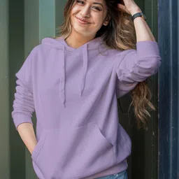 Women Full Sleeve Solid Hooded Sweatshirt-image-28