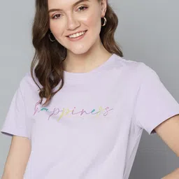 mast & harbour Women Printed Round Neck Pure Cotton Purple T-Shirt-picture-18