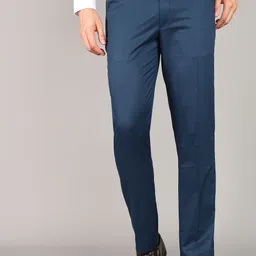 louis philippe Men Slim Fit Grey Polycotton Trousers-picture-27
