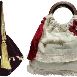 athizay Women Red, Gold, Pink, White Potli-picture-12