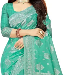 moda rapido Woven Banarasi Cotton Blend Saree image 2