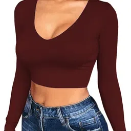 puery Casual Regular Sleeves Solid Women Maroon Top-picture-25