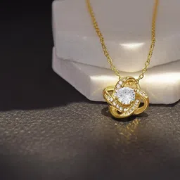 rakva Gift Girlfriend Necklace, Swolemate Someone To Love Knot Necklace Gift Rhodium Zircon Sterling Silver Pendant Set image 2