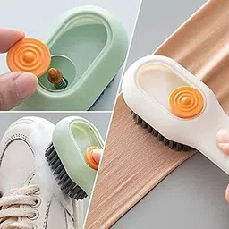 Lokki Enterprise Shoe Brush for Shoes Clothes Soap Dispensing Cleaning Brush with Handle Brush image 4