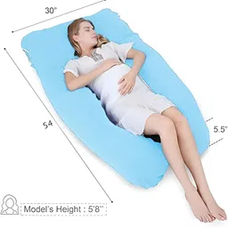 ag pro comfort Ultra Soft U-Shaped Body Maternity Pillow with Cotton Zippered Cover Polyester Fibre Solid, Stripes Pregnancy Pillow Pack of 1 image 2