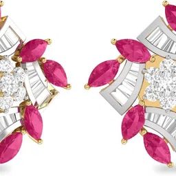 PC Jeweller Yellow Gold 18kt Diamond, Ruby Stud Earring-picture-11