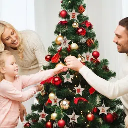 vajin Wooden Christmas Tree Ornament Hanging Ornaments Pack of 15 image 4