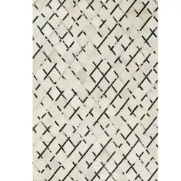 dazzhome Beige & Black Hair On Leather Stripes Hand Woven 6ftX9ft Carpet image 2