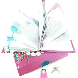 technochitra Charming Angel Designer Lock Diary with Uneecorn Pen A5 Diary Single Rule 60 Pages image 4