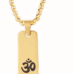 labezons Om Matte Finish Necklace For Men (24 Inch) Gold-plated Stainless Steel Pendant-picture-15