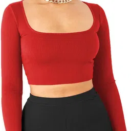 Casual Regular Sleeves Solid Women Red Top-image-59