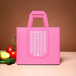 homestic Pack of 3 Smile Foldable Shopping Bags For Women | Pink, Green & Red Pack of 3 Grocery Bags image 2