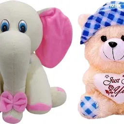 mhk White Elephant & Butter Blue Cap Soft Stuffed Toy - 30 cm - 18 cm-picture-18