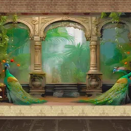 hrk creation Peacock Digital Print Backdrop Cloth for Pooja Decoration (8*5 Feet) image 5