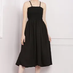 buyuniquefashion Women Fit and Flare Black Midi/Calf Length Dress-picture-29