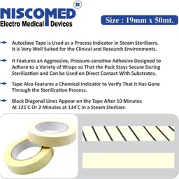 niscomed Tape/Steam Sterilization Indicator Tape 19mm X 50mt. Dry Heat Autoclave Tape (Steam)/Autoclave/Steam Sterilization Indicator Tape First Aid Tape image 5