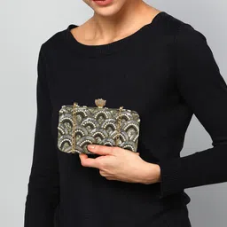 Party Black, Gold Clutch - Regular Size-image-2