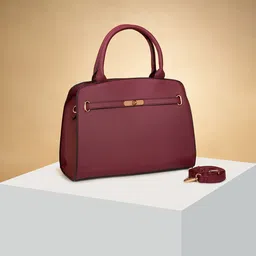 Forever Glam by Pantaloons Colourblocked PU Structured Handheld Bag with Bow Detail image 1