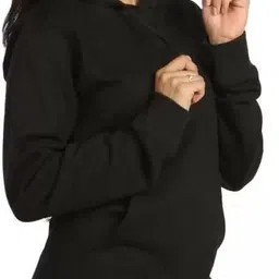 bornstar Women Full Sleeve Solid Hooded Sweatshirt image 3