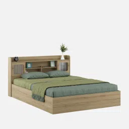 mintwud from pepperfry Vida King Size Bed in Santana Oak Finish with Lifton and Hydraulic Storage image 3