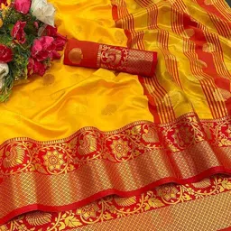 muskan fab Woven Banarasi Cotton Silk Saree image 2