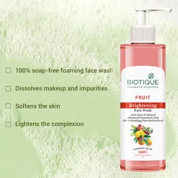 biotique Fruit Brightening |Brightens & Soften Skin, 100% soap free|Men & Women Face Wash image 5