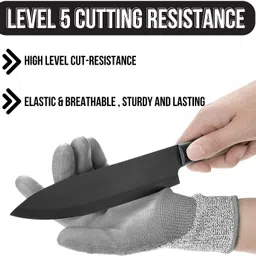 stylera (1Pair) Level 5 Protection PU Coated Cut Resistant Gloves, Industrial Anti cut NylonSafety Gloves image 2