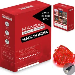 mansaa 20 LEDs 2.01 m Red Steady String Rice Lights image 1