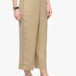 varanga Women Regular Fit Beige Viscose Rayon Trousers-picture-22