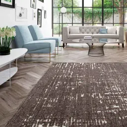 ddecor Brown Abstract Polyester 4 ft x 6 ft Machine Made Carpet-picture-23