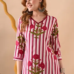 kjfab Women Pure Linen Kurta Pant Set image 4