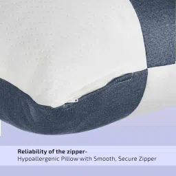 casacraft from pepperfry Luna Height Adjustable Microfibre Sleeping Pillow 27 x 16 Inch In Navy Blue & White Colour image 5