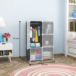 flipkart perfect homes studio 6 DOOR BLACK (T) PP Collapsible Wardrobe image 2
