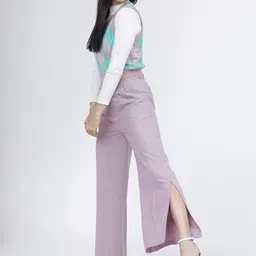 tokyo talkies Women Regular Fit Purple Cotton Blend Trousers image 5