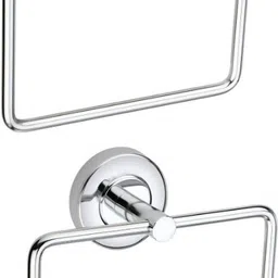 cossimo Stainless Steel Heavy Square Towel Ring for Bathroom, Kitchen (Pack of 2) SILVER Towel Holder-picture-16