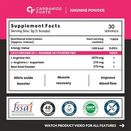 carbamide forte L-Arginine Powder 3000mg | Pre Workout Supplement for Men & Women image 3
