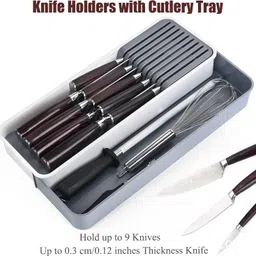 mooka Utensil Kitchen Rack Adjustable Kitchen Knife Drawer Organizer 9 Knives & Gadgets Space-Saving Plastic image 4